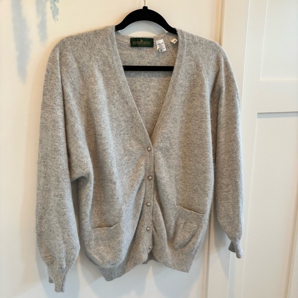 Boundary Water Vintage Made in Italy Angora Lambswool Blend Grey Cardigan M 28 - Picture 3 of 12